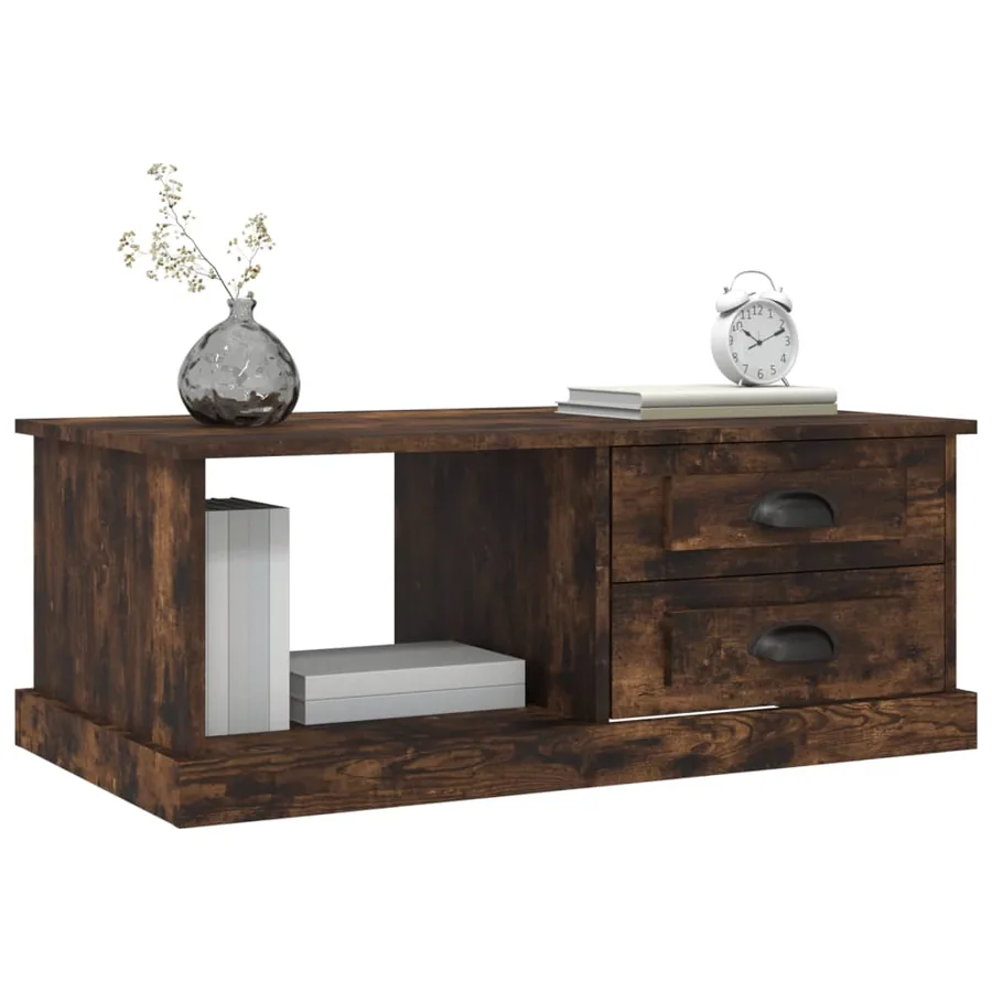 Table basse Chêne fumé 90x50x35 cm Bois d'ingénierie - 4