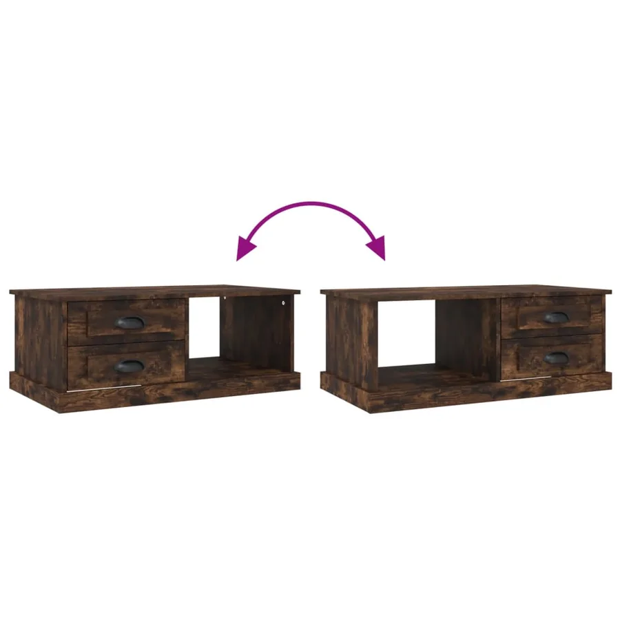 Table basse Chêne fumé 90x50x35 cm Bois d'ingénierie - 9