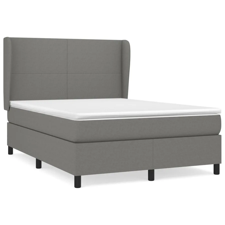 Sommier à lattes de lit avec matelas Gris foncé 140x190cm Tissu - 2