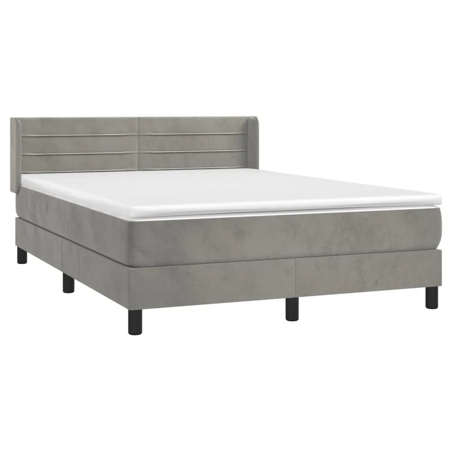 Sommier à lattes de lit et matelas Gris clair 140x190cm Velours - 3