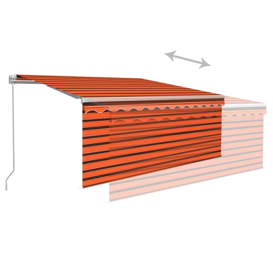 Auvent rétractable manuel avec store 3x2,5 m Orange et marron - 6