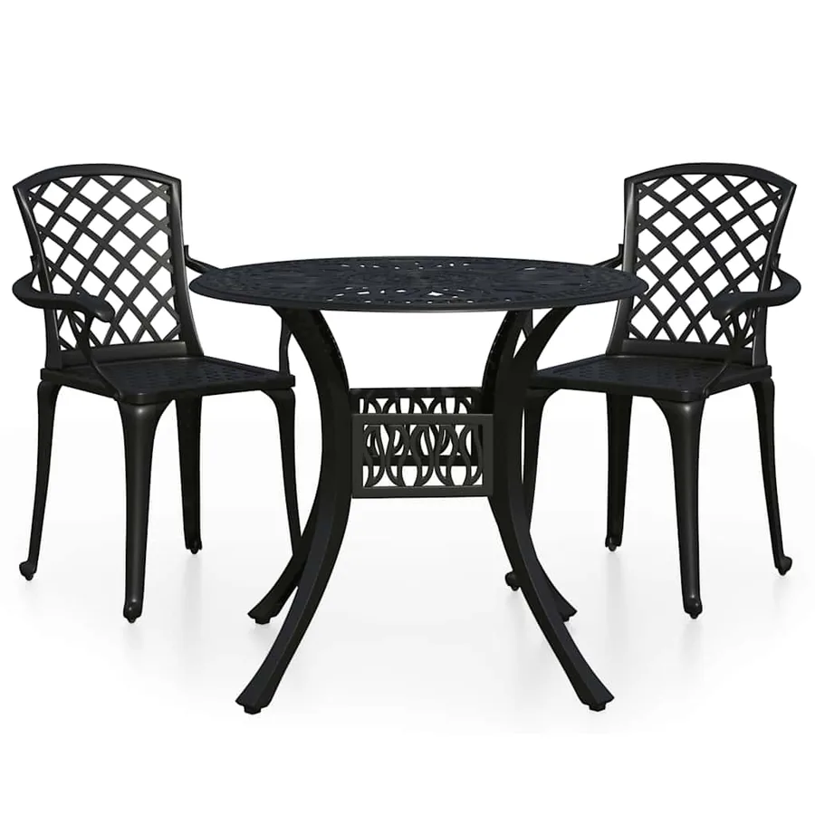 Ensemble de bistro 3 pcs Aluminium coulé Noir - 2