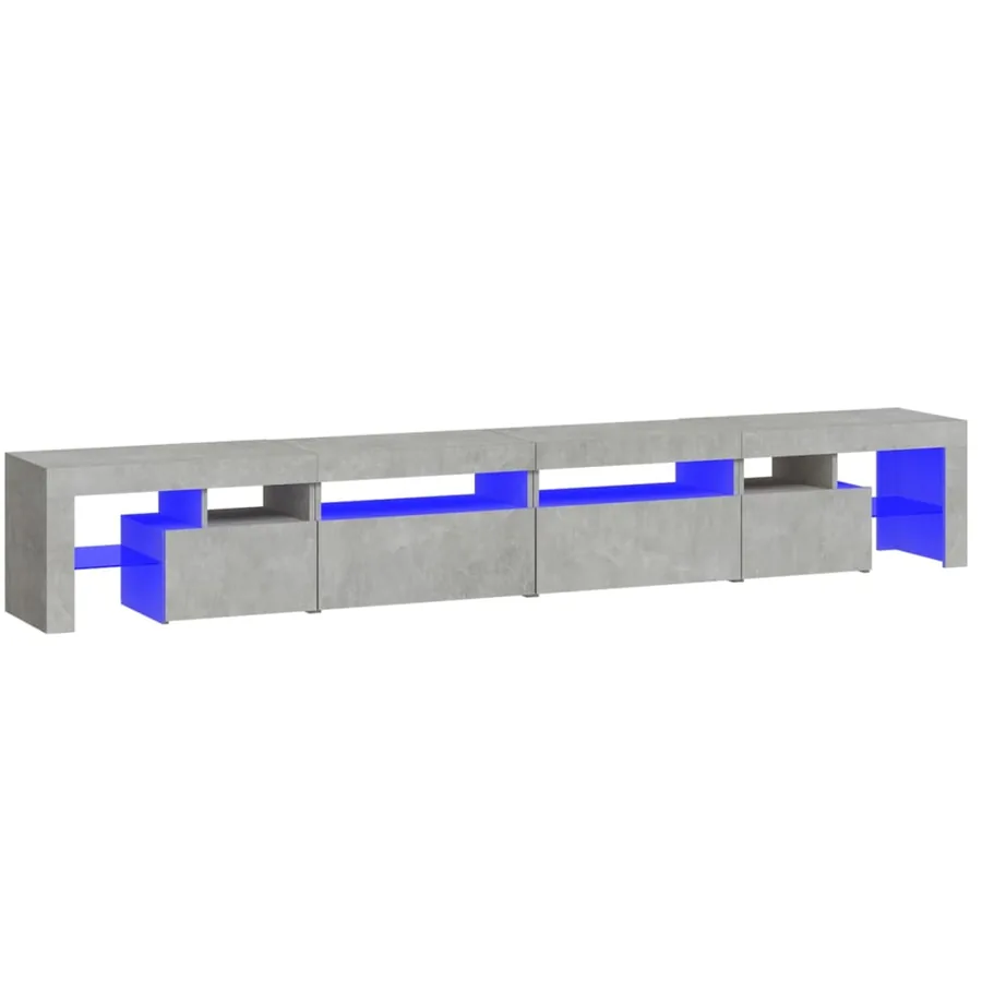 Meuble TV avec lumières LED Gris béton 260x36,5x40 cm - 2
