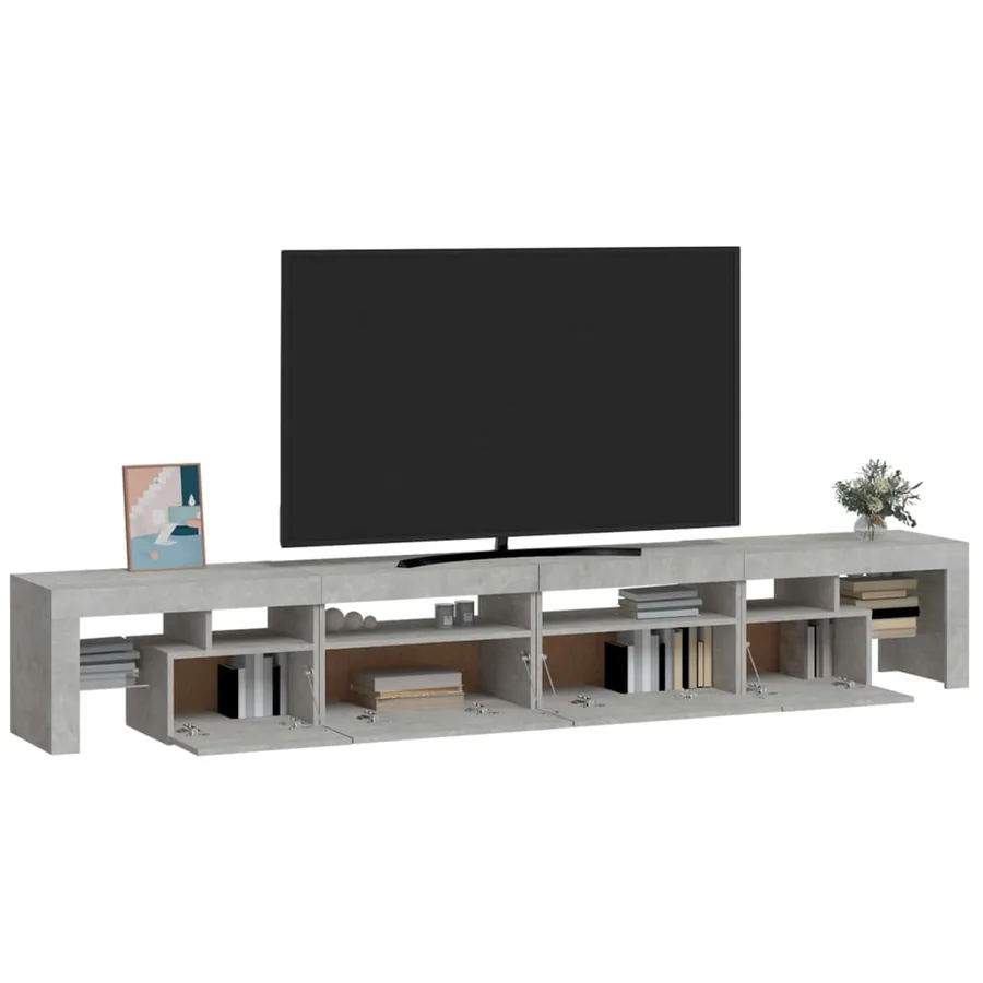 Meuble TV avec lumières LED Gris béton 260x36,5x40 cm - 6