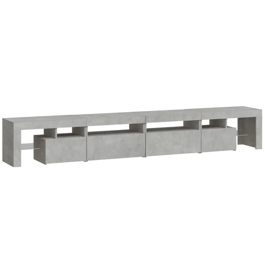 Meuble TV avec lumières LED Gris béton 260x36,5x40 cm - 7