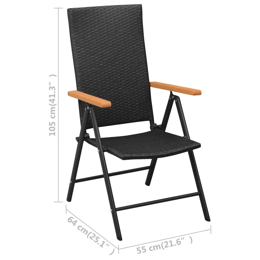 Ensemble à manger de jardin 5 pcs noir et marron - 11