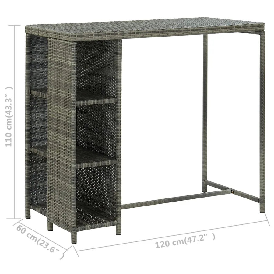 Ensemble de bar de jardin 5 pcs et coussins Résine tressée Gris - 8