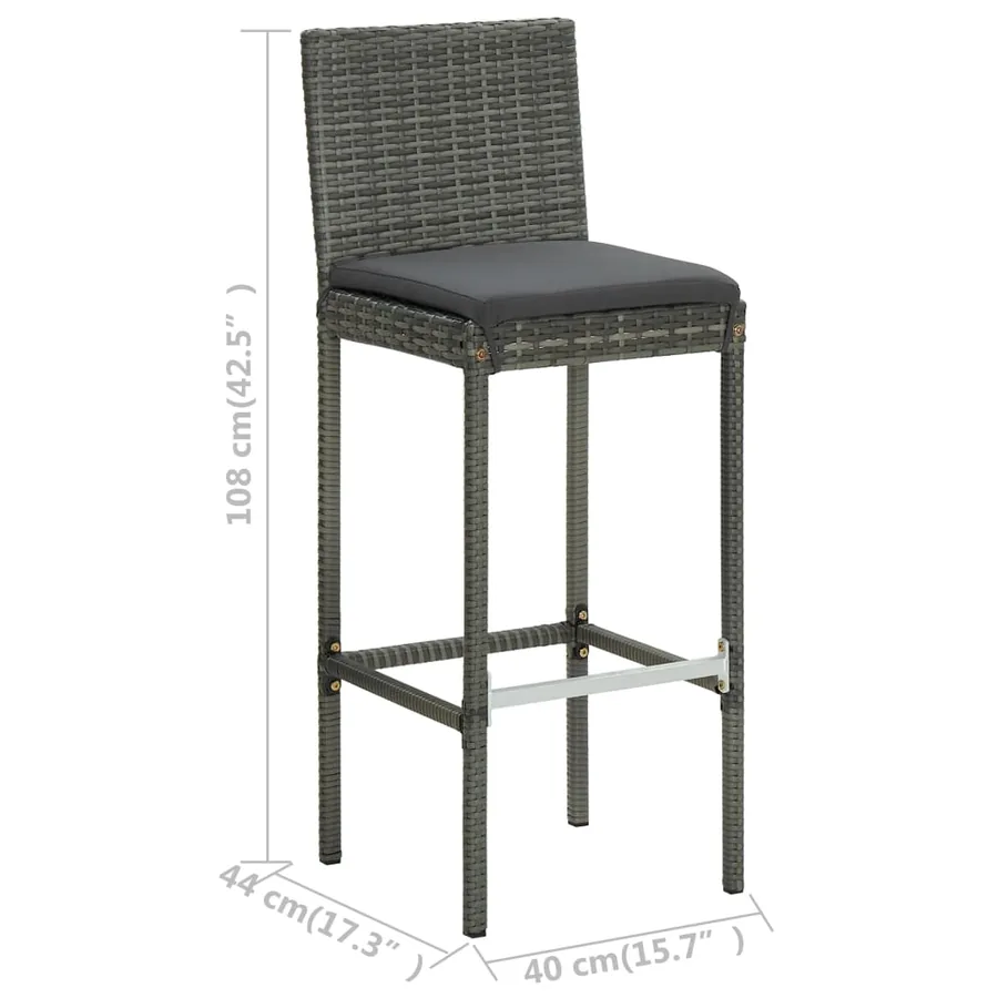 Ensemble de bar de jardin 5 pcs et coussins Résine tressée Gris - 9
