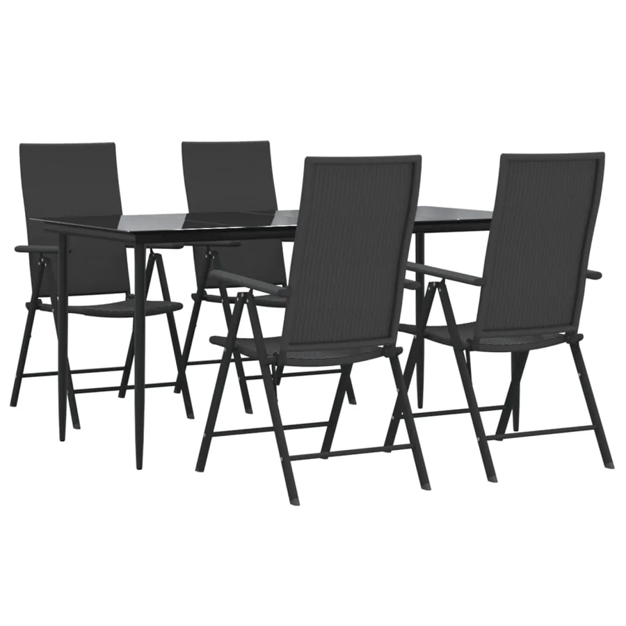 Ensemble à manger de jardin 5 pcs Noir Résine tressée - 3