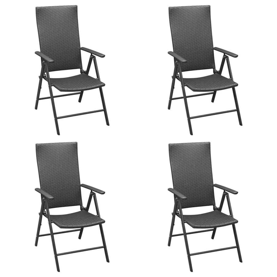Ensemble à manger de jardin 5 pcs Noir Résine tressée - 4