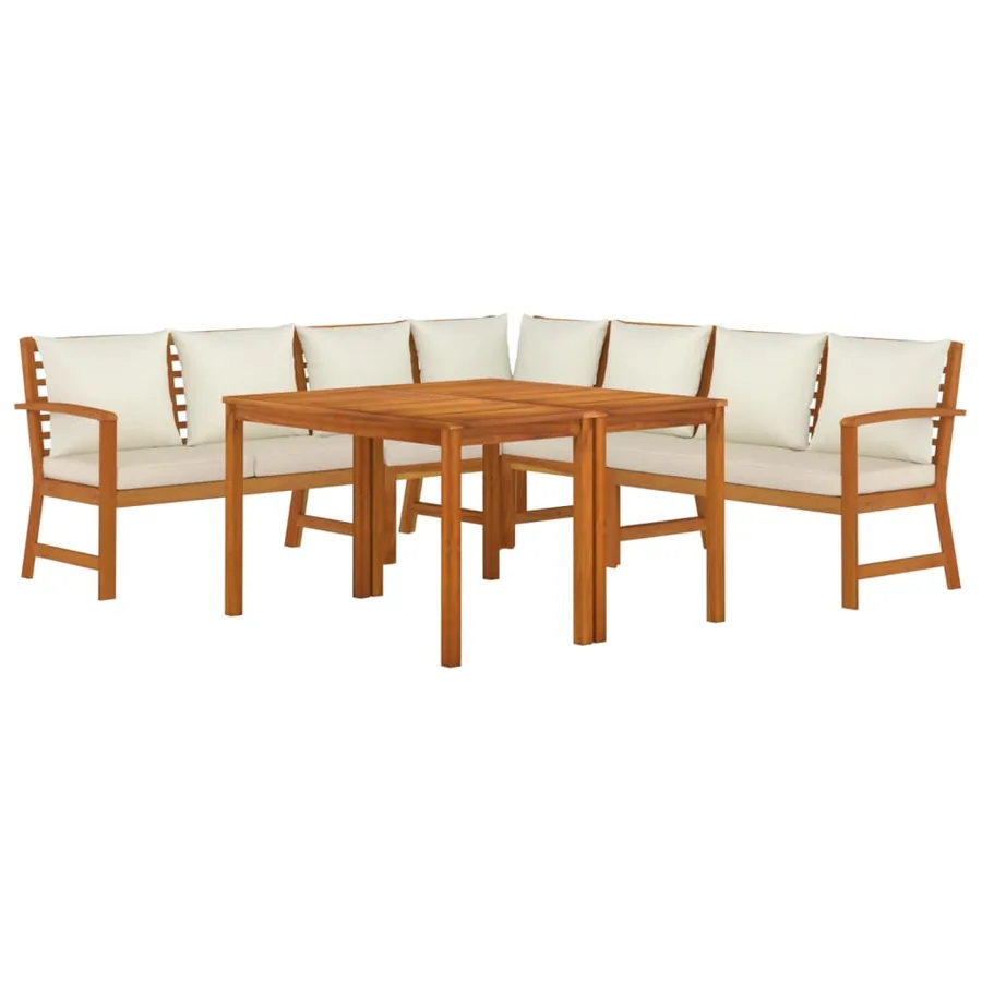 Ensemble à manger de jardin coussins 7 pcs Bois acacia - 3