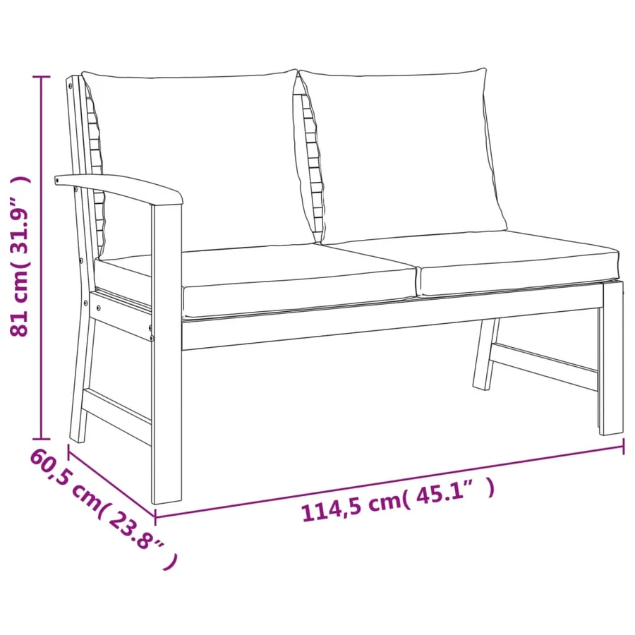 Ensemble à manger de jardin coussins 7 pcs Bois acacia - 9