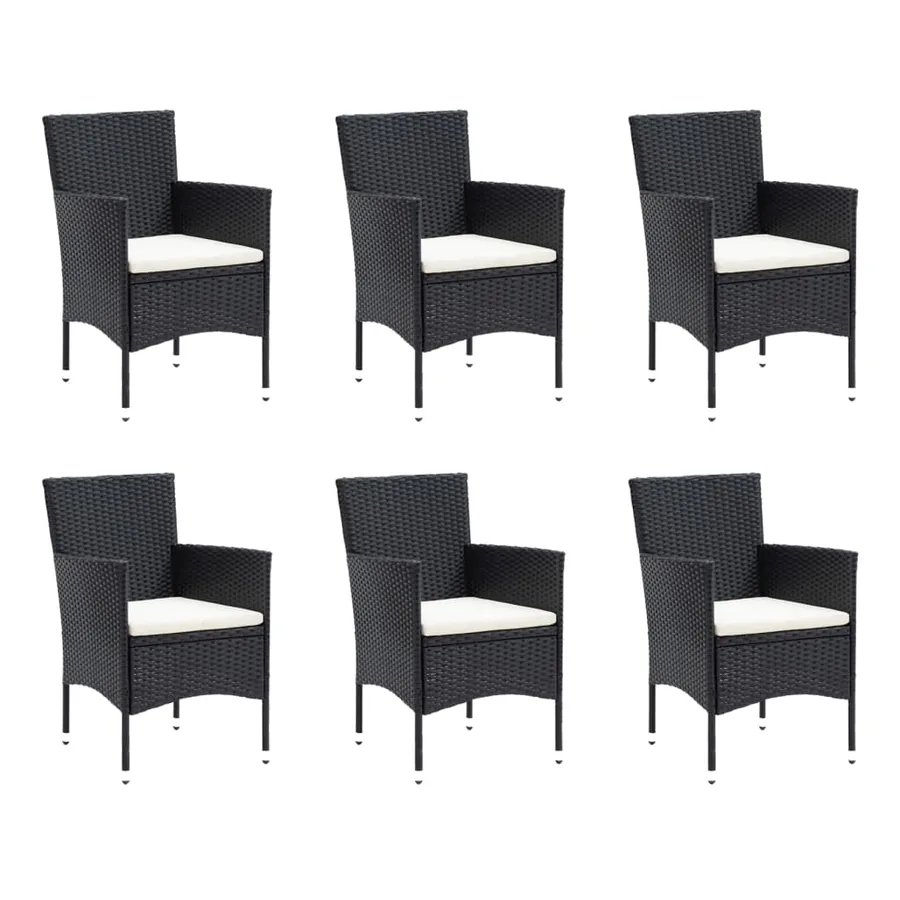 Ensemble à manger de jardin coussins 7pcs Résine tressée Noir - 3