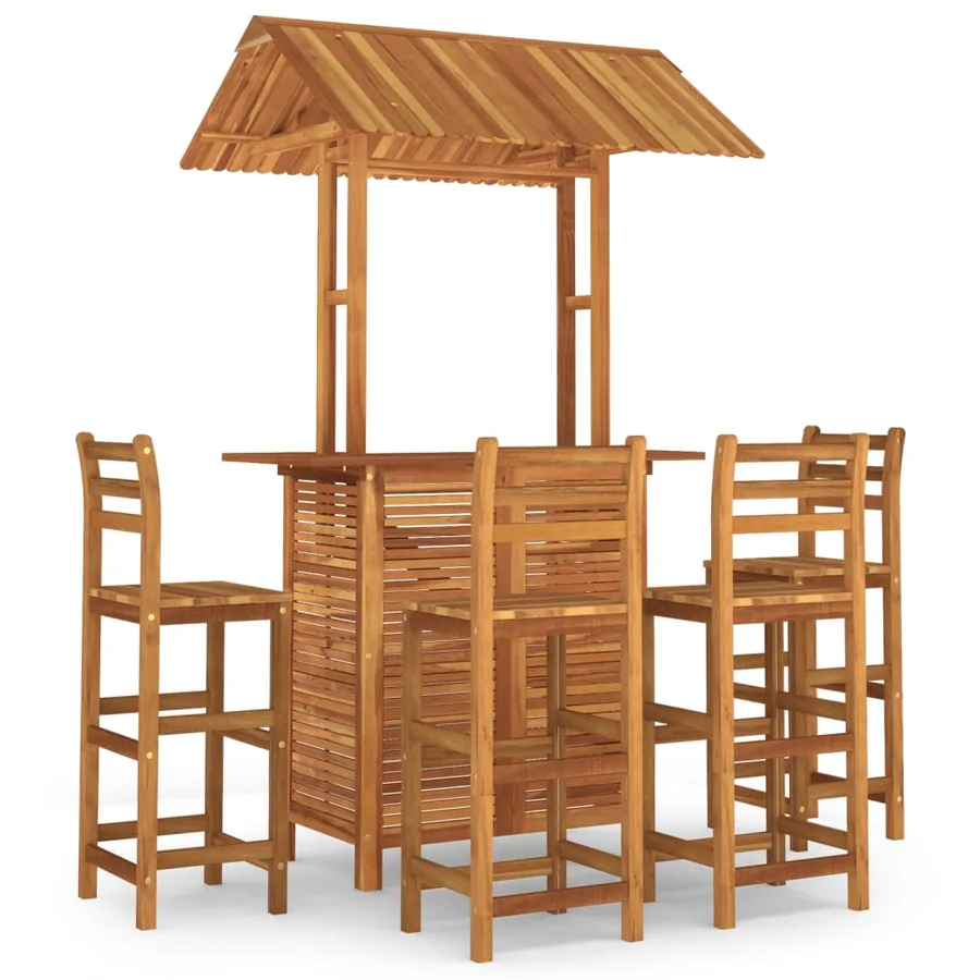 Ensemble de bar de jardin 5 pcs Bois d'acacia solide - 2
