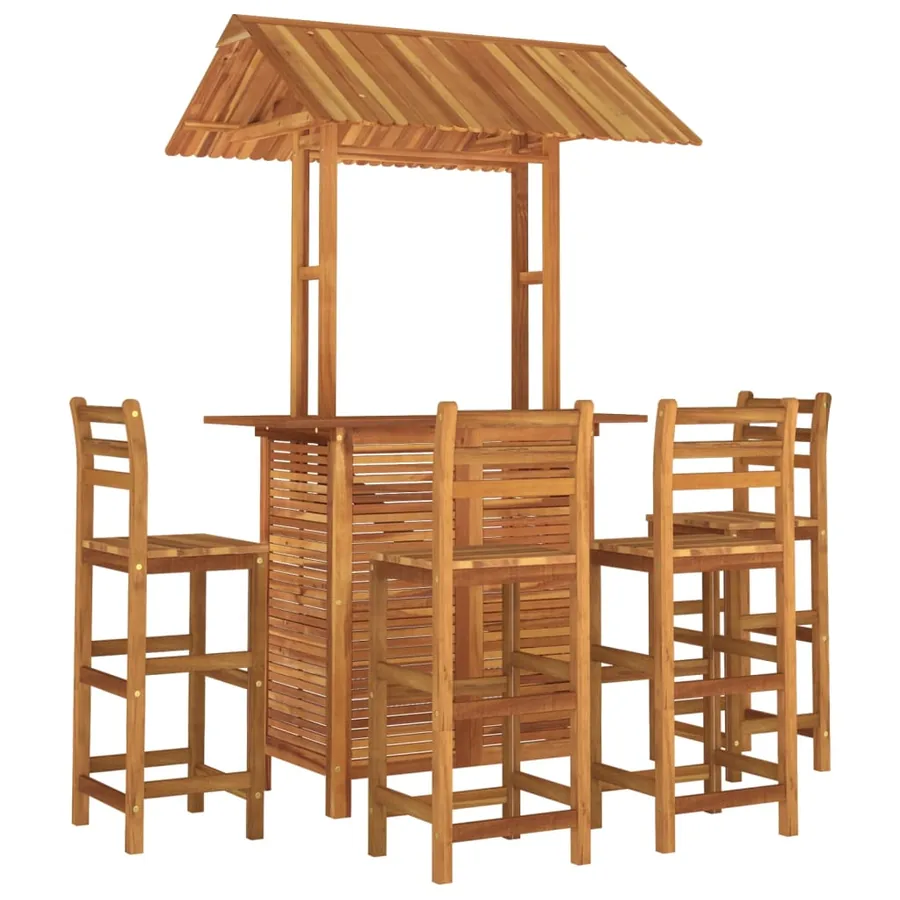 Ensemble de bar de jardin 5 pcs Bois d'acacia solide - 3