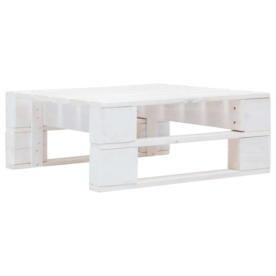 Salon de jardin palette 6 pcs et coussins Pin imprégné de blanc - 4