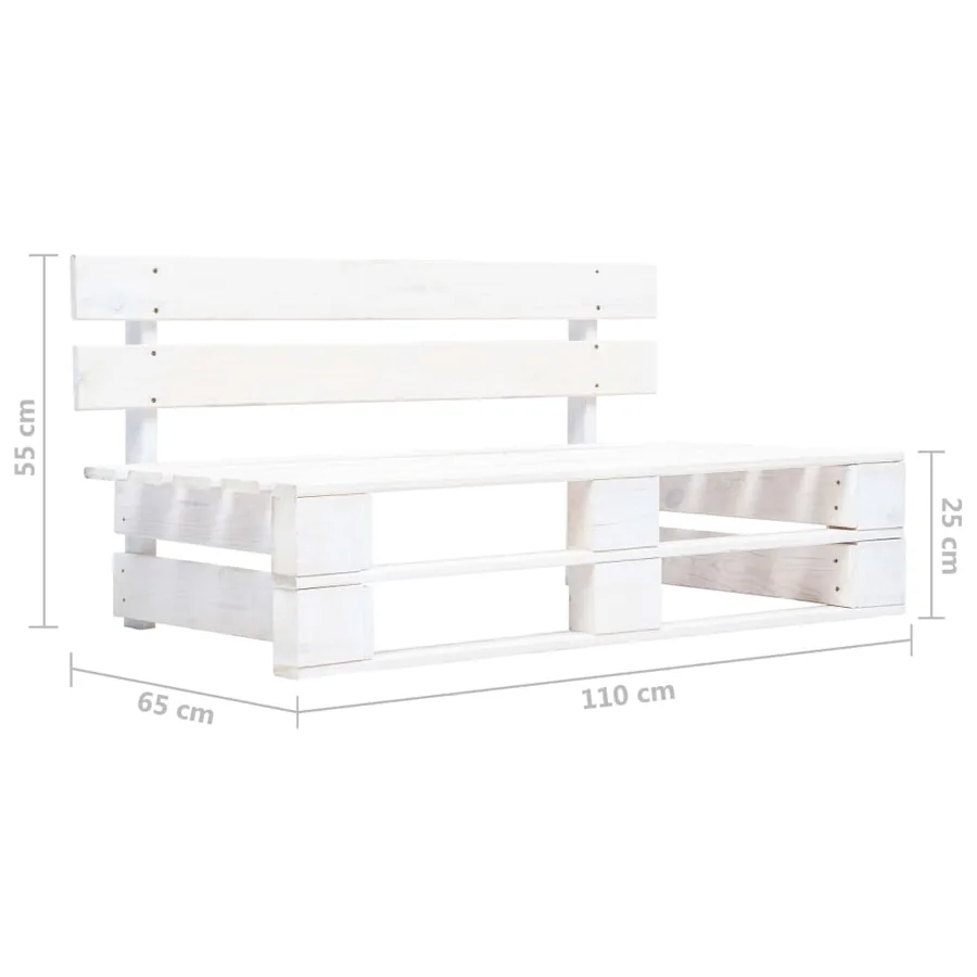 Salon de jardin palette 6 pcs et coussins Pin imprégné de blanc - 8