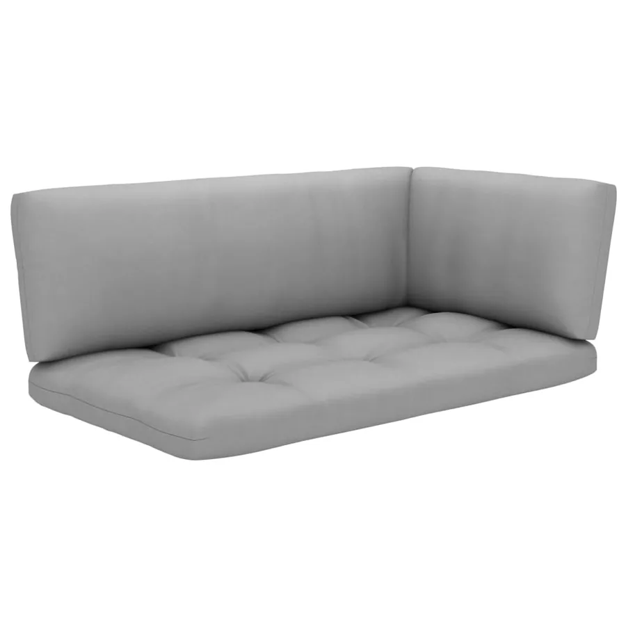 Salon de jardin palette 6pcs avec coussins Pin imprégné de gris - 2