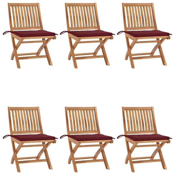 Chaises pliables de jardin avec coussins lot de 6 Bois de teck