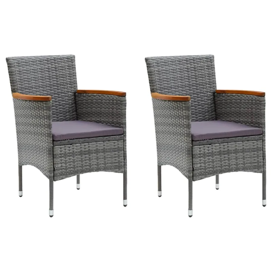 Ensemble à manger de jardin coussins 3pcs Résine tressée Gris - 3
