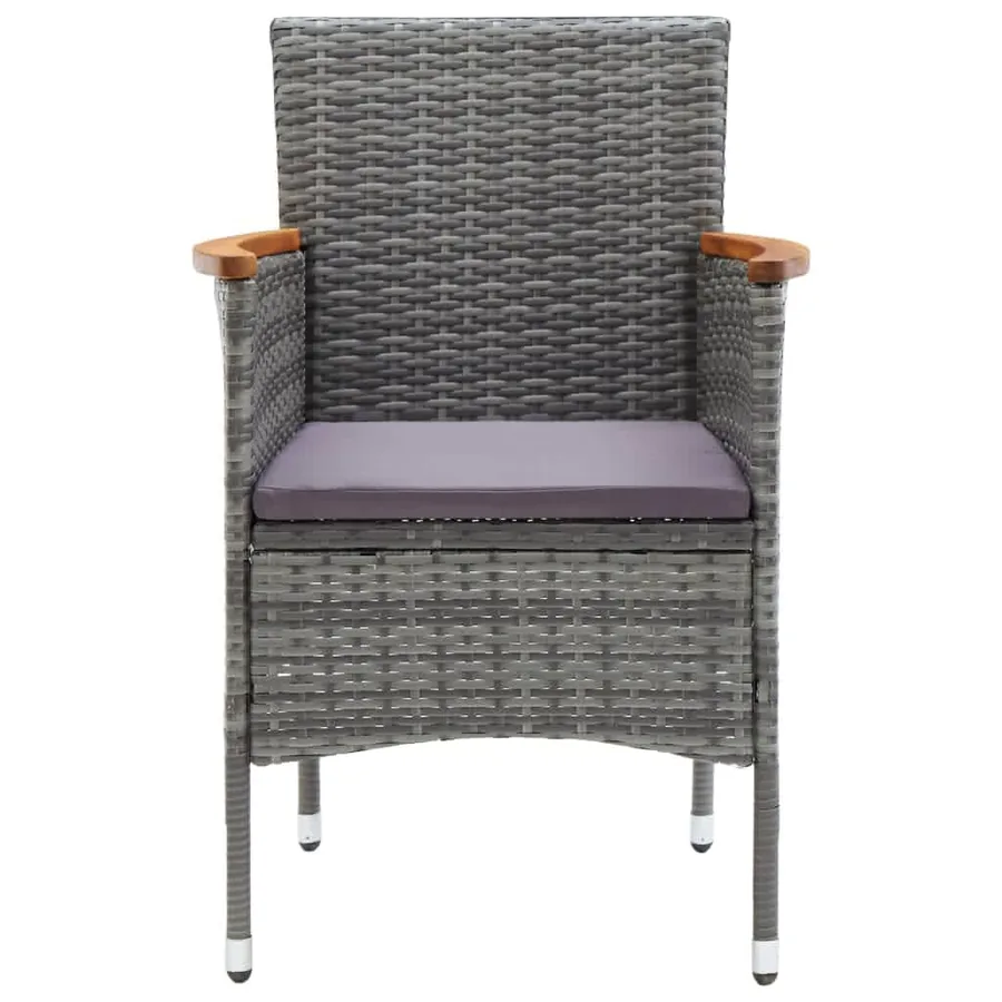 Ensemble à manger de jardin coussins 3pcs Résine tressée Gris - 5