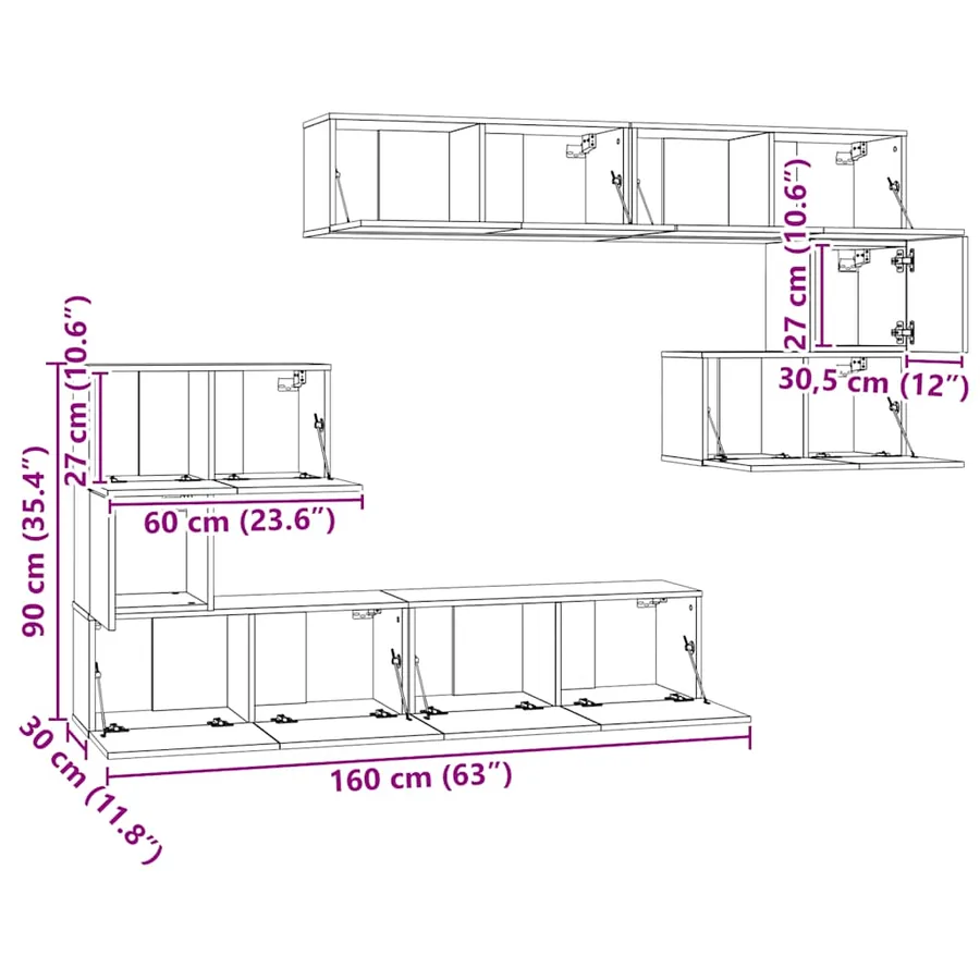 Ensemble de meubles TV 8 pcs Blanc Bois d'ingénierie - 14