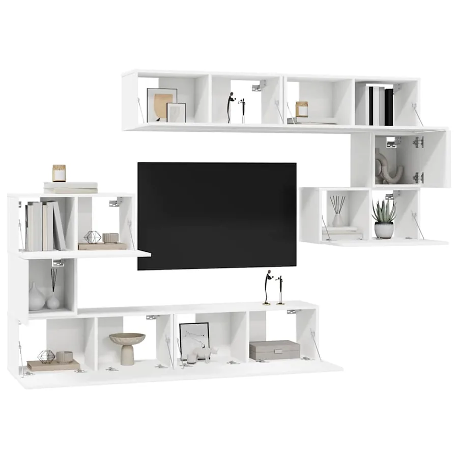Ensemble de meubles TV 8 pcs Blanc Bois d'ingénierie - 3