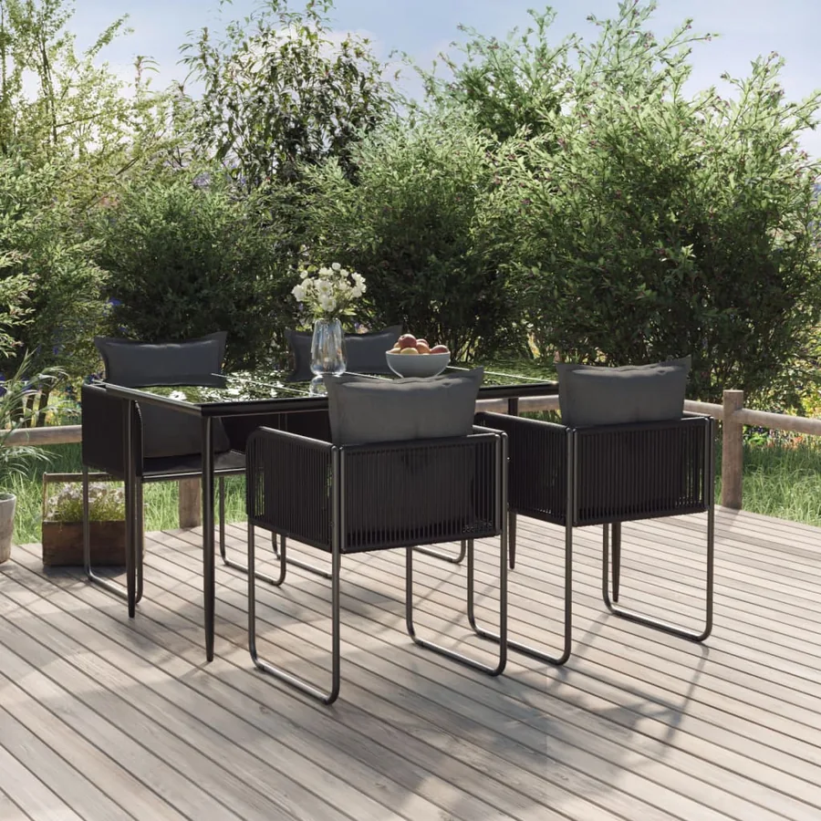 Ensemble à manger de jardin 5 pcs Noir