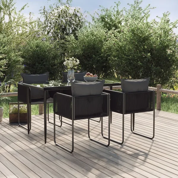 Ensemble à manger de jardin 5 pcs Noir