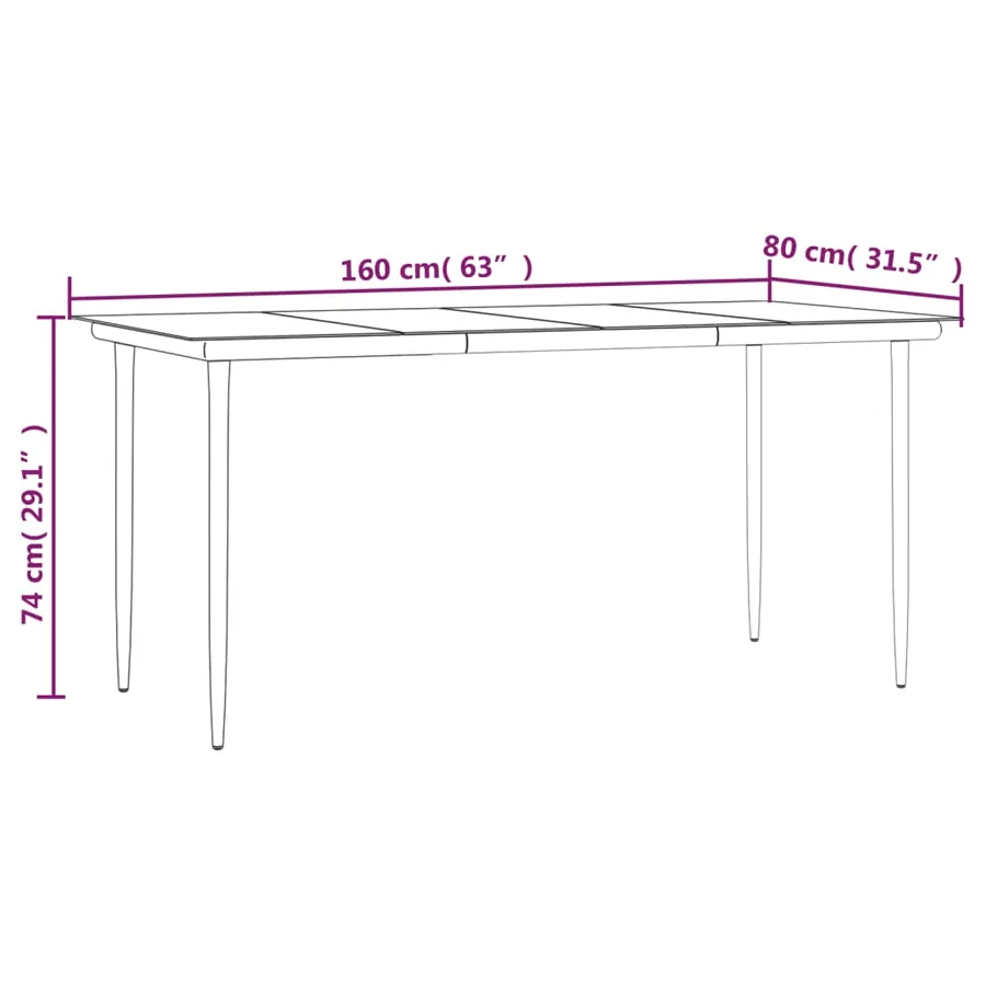 Ensemble à manger de jardin 5 pcs Noir - 12