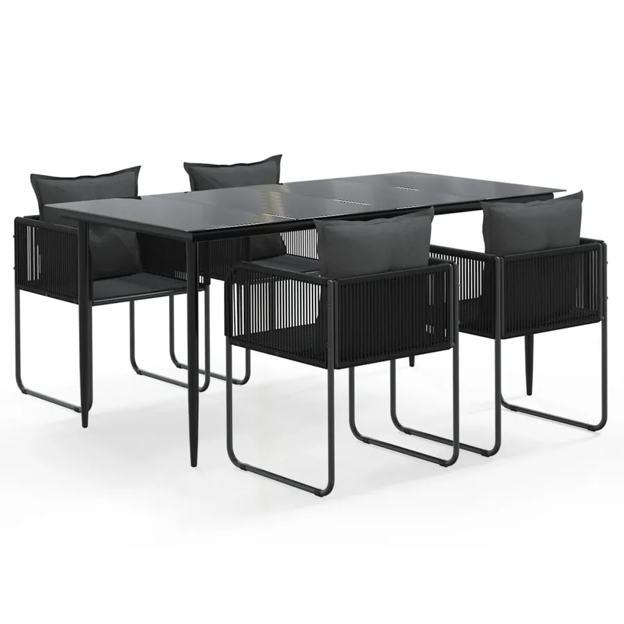 Ensemble à manger de jardin 5 pcs Noir - 2
