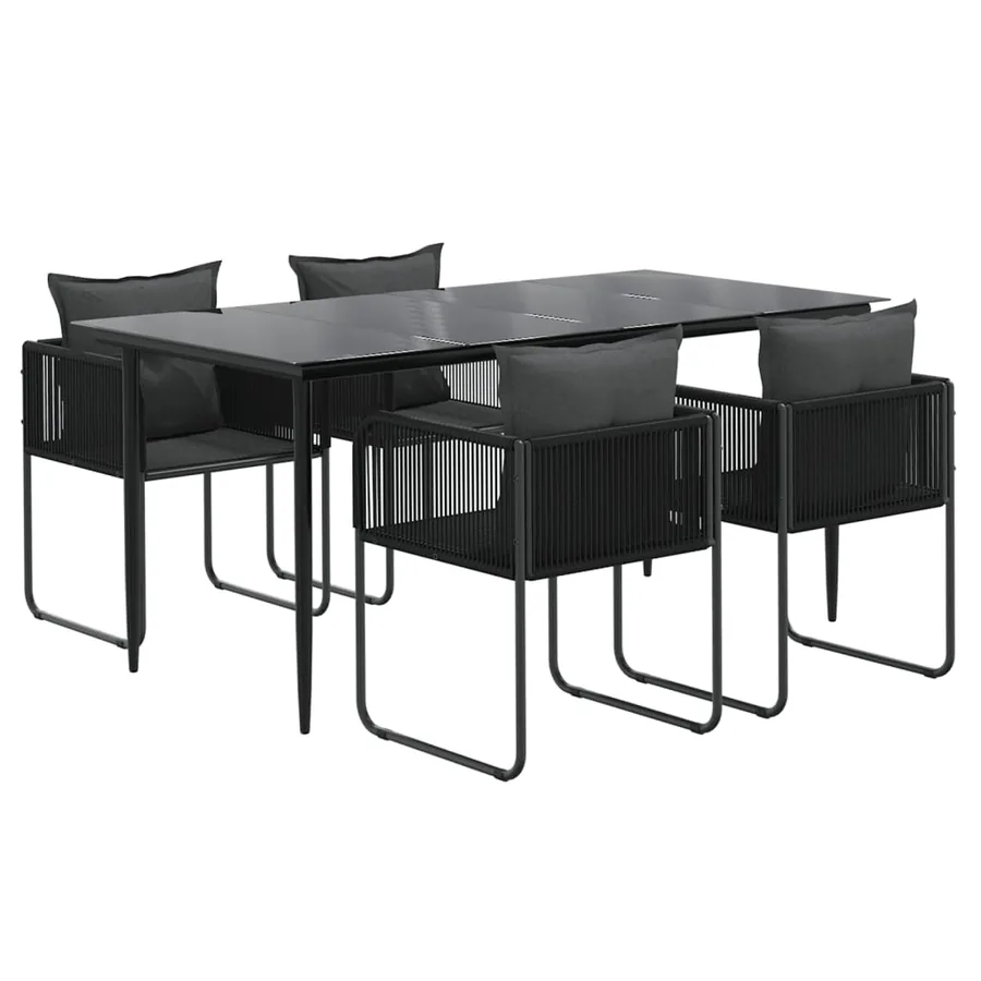 Ensemble à manger de jardin 5 pcs Noir - 3