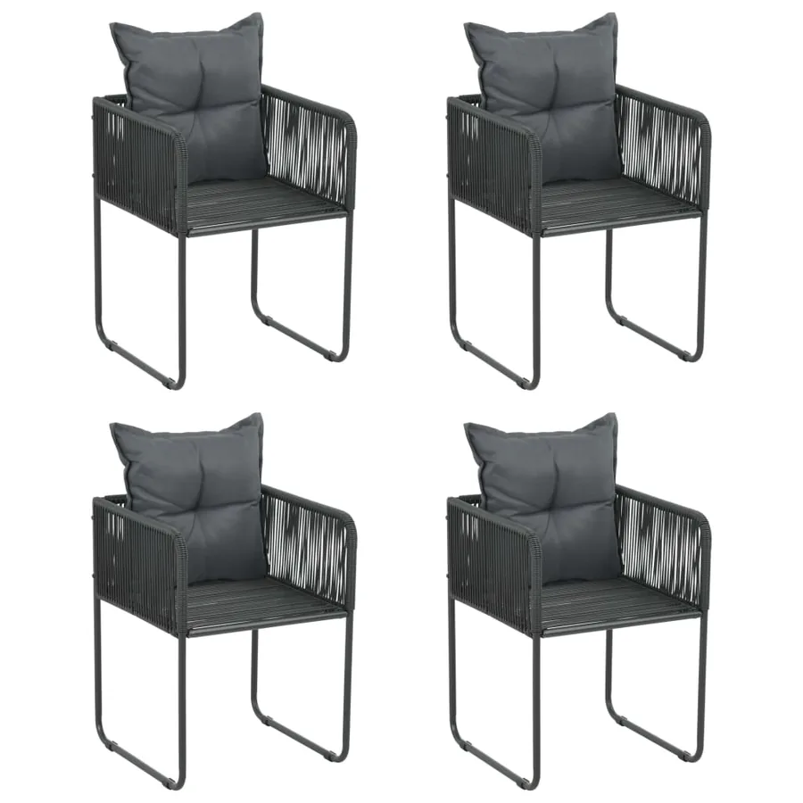 Ensemble à manger de jardin 5 pcs Noir - 4