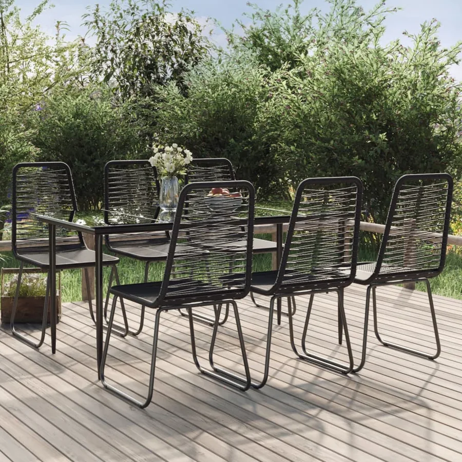 Ensemble à manger de jardin 7 pcs Noir