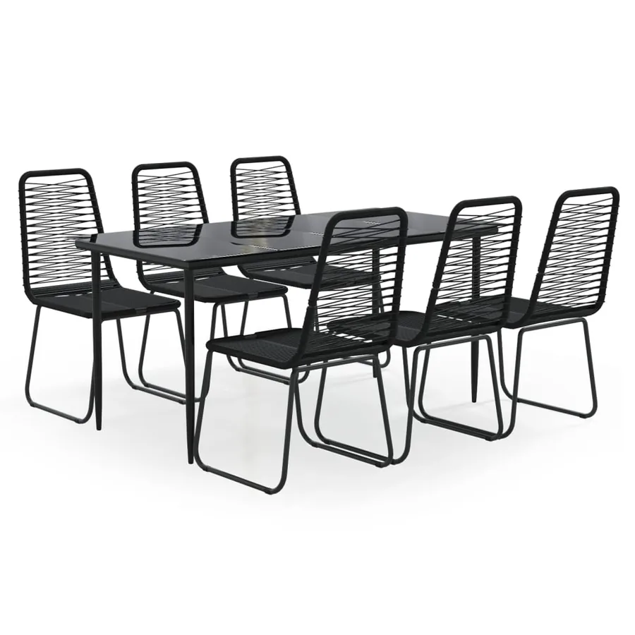 Ensemble à manger de jardin 7 pcs Noir - 2