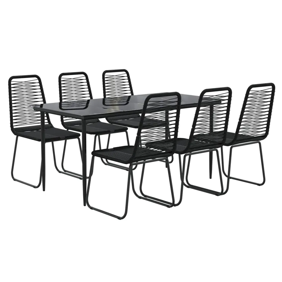 Ensemble à manger de jardin 7 pcs Noir - 3