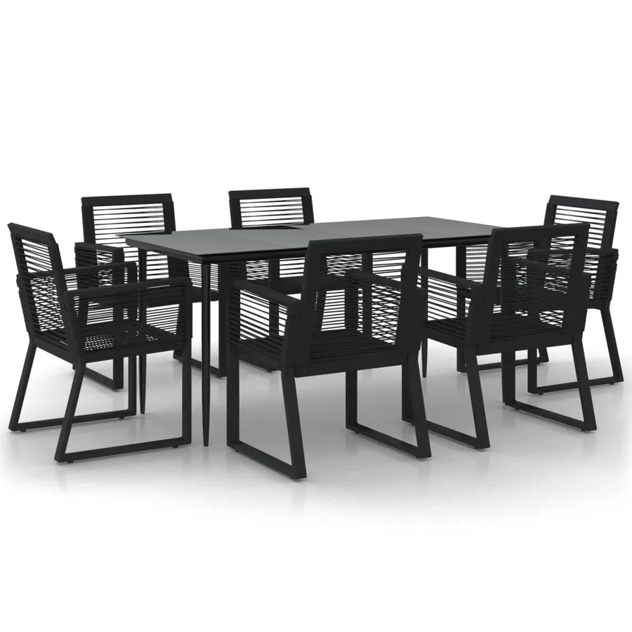 Ensemble à manger de jardin 7 pcs Noir Rotin PVC - 2