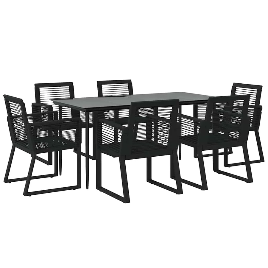 Ensemble à manger de jardin 7 pcs Noir Rotin PVC - 3