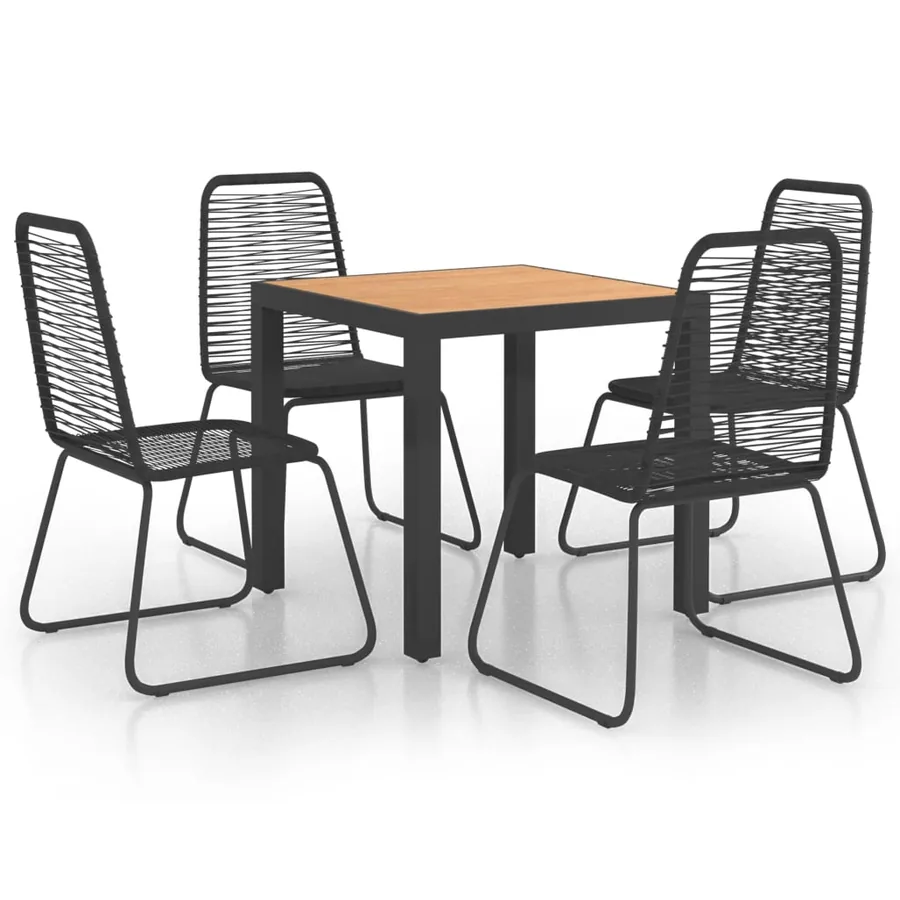 Ensemble à manger de jardin 5pcs PVC résine tressée noir marron - 2
