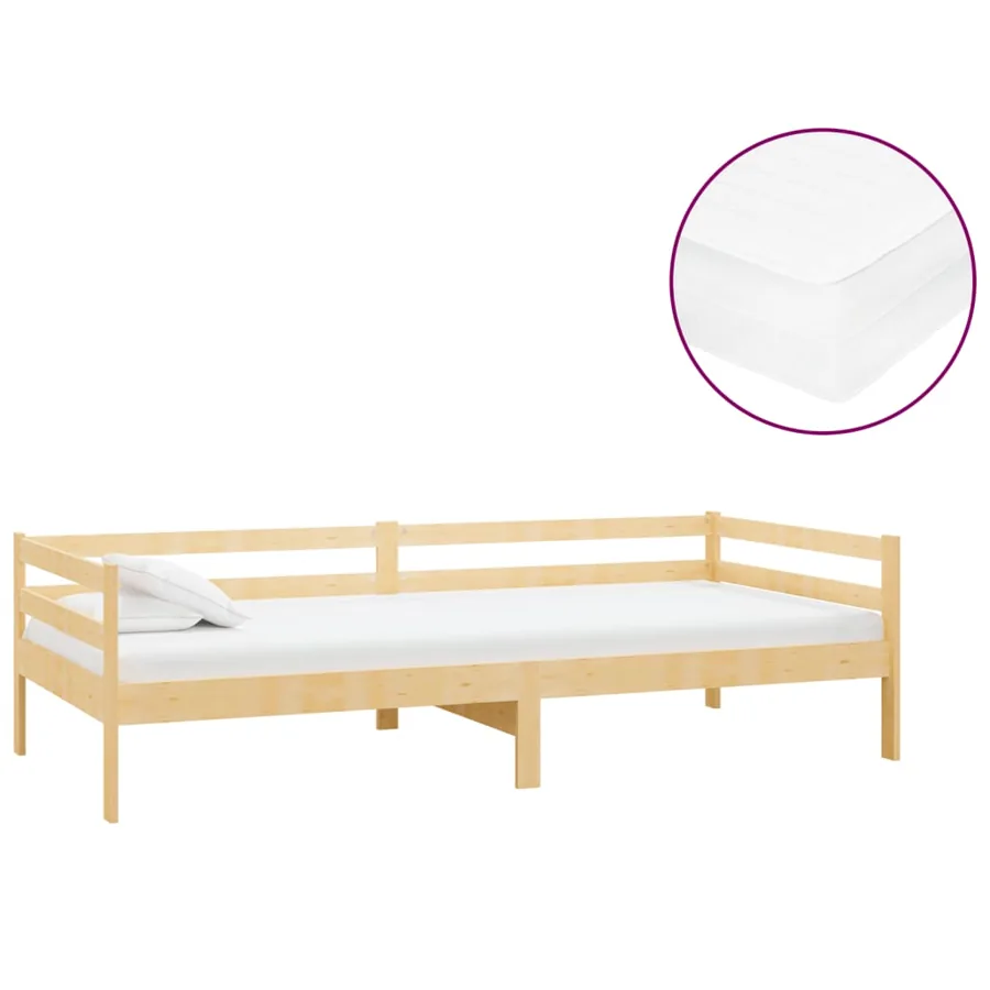 Lit de repos avec matelas 90x200 cm Bois de pin massif - 2