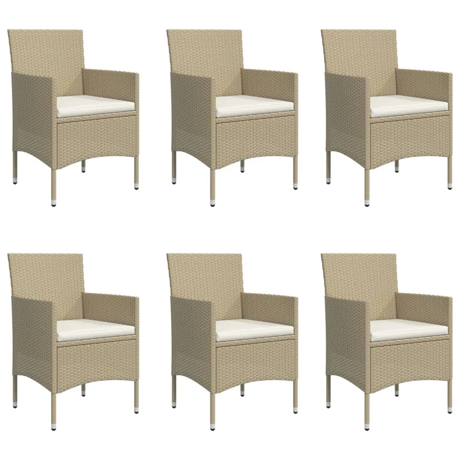 Ensemble à manger de jardin coussins 7 pcs Beige/noir - 4