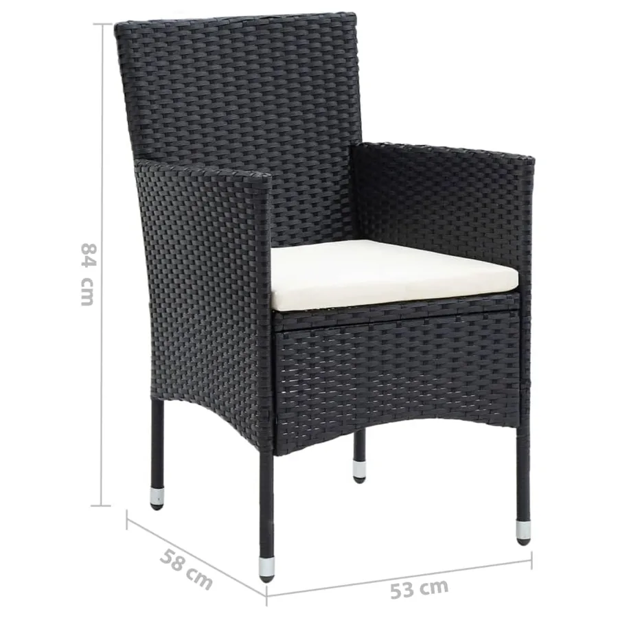 Ensemble à dîner de jardin avec coussins 5 pcs poly rotin noir - 11
