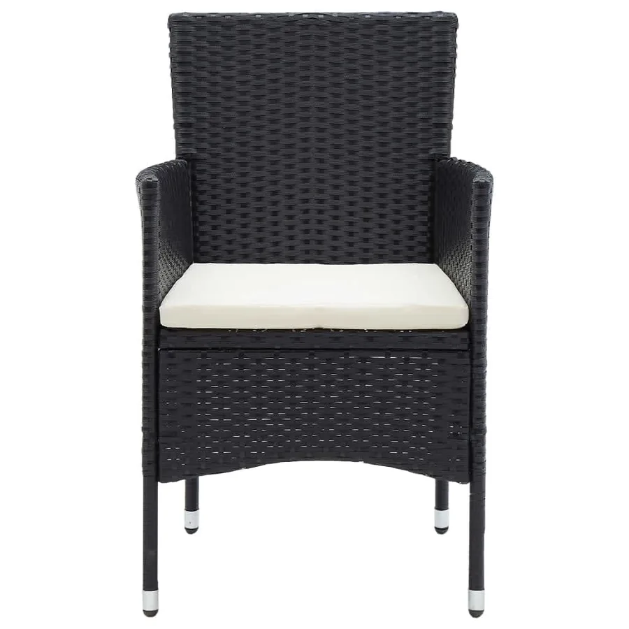 Ensemble à dîner de jardin avec coussins 5 pcs poly rotin noir - 6