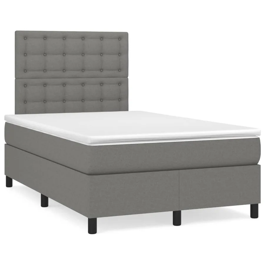 Sommier à lattes de lit avec matelas Gris foncé 120x200cm Tissu - 2