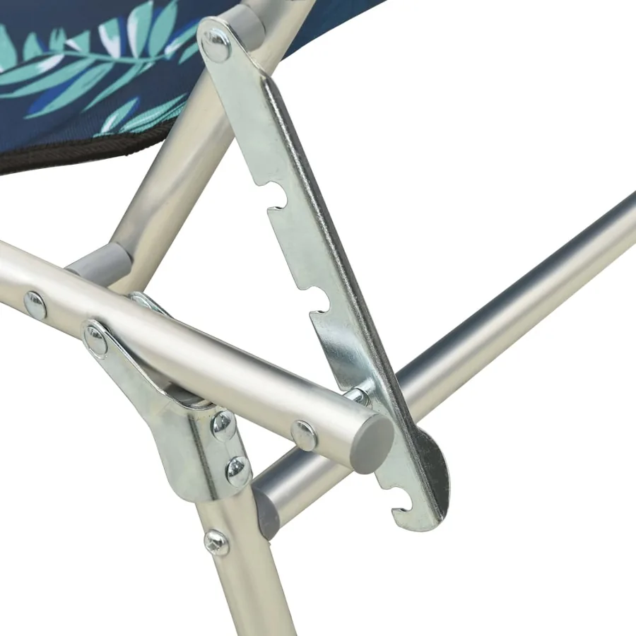 Chaise longue pliable avec auvent acier motif de feuilles - 6