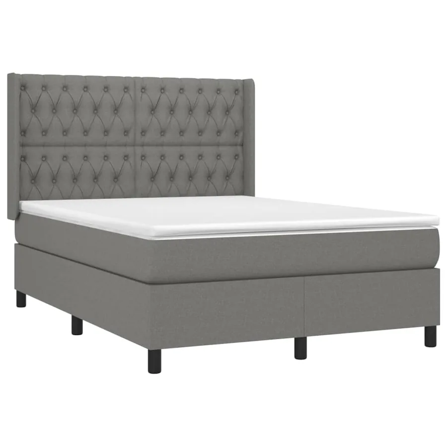 Sommier à lattes de lit matelas LED Gris foncé 140x200 cm Tissu - 4