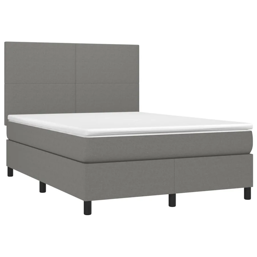 Sommier à lattes de lit et matelas et LED Gris foncé 140x190 cm - 3