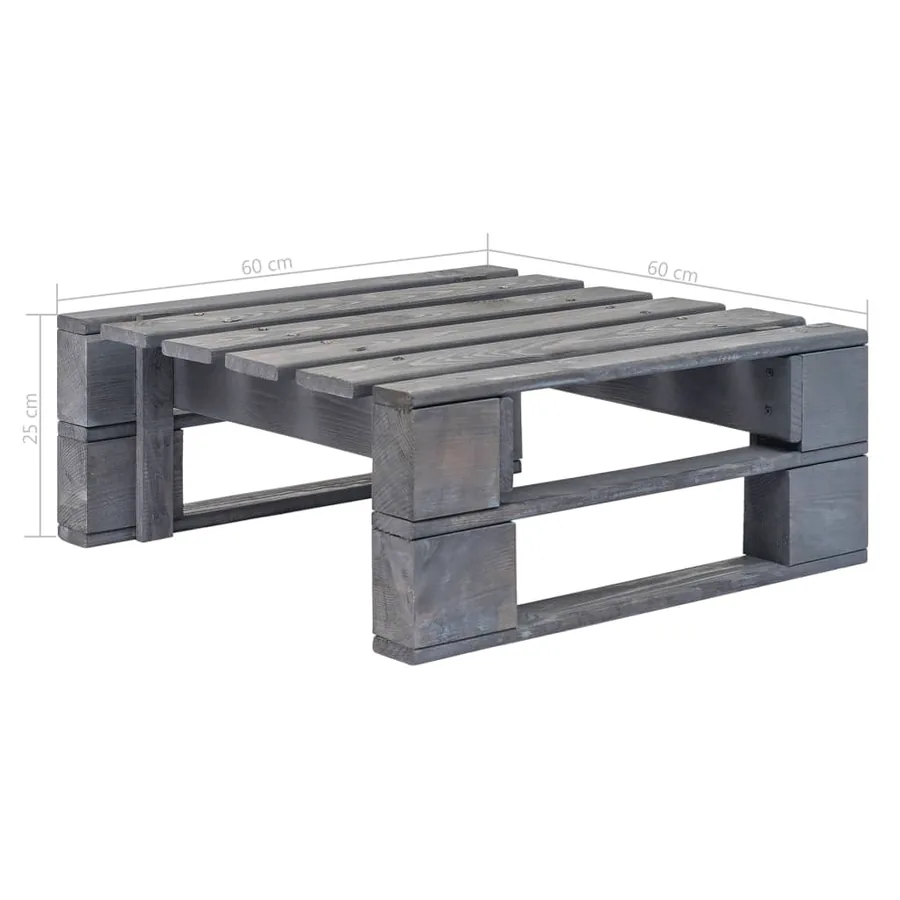 Pouf palette de jardin Bois de pin imprégné de gris - 7
