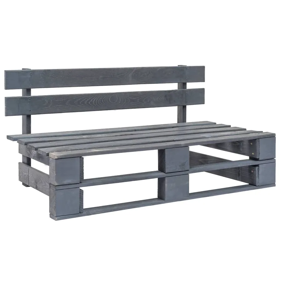 Salon de jardin palette 6pcs avec coussins Pin imprégné de gris - 7
