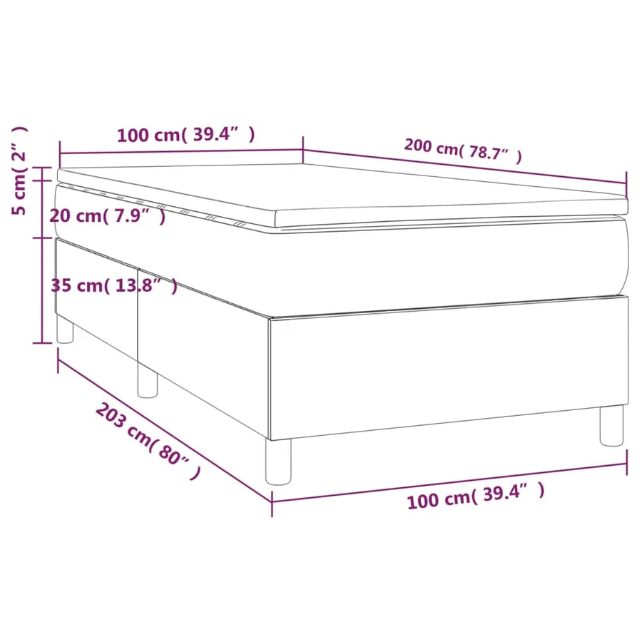 Sommier à lattes de lit avec matelas Gris clair 100x200cm Tissu - 10